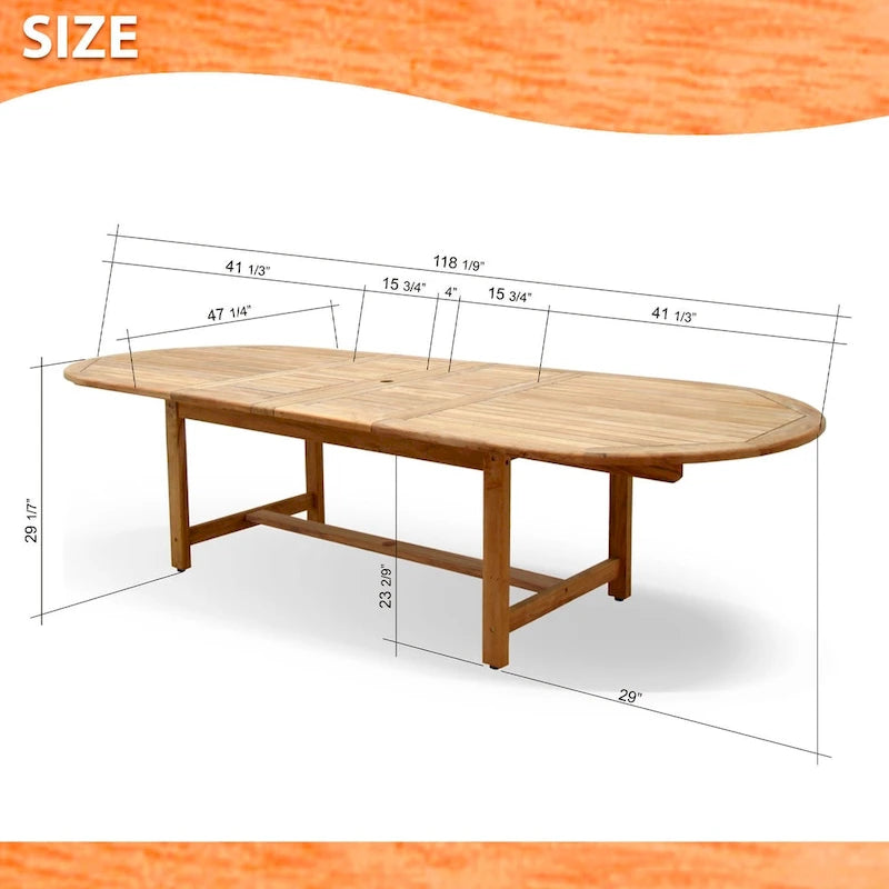 Set da pranzo da esterni Amazonia Torrington 9 pezzi in teak certificato