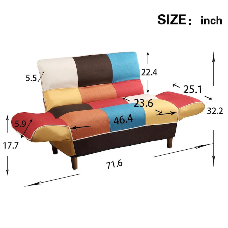 Colorful Antique Sofa, Loveseat, Solid Wood Legs