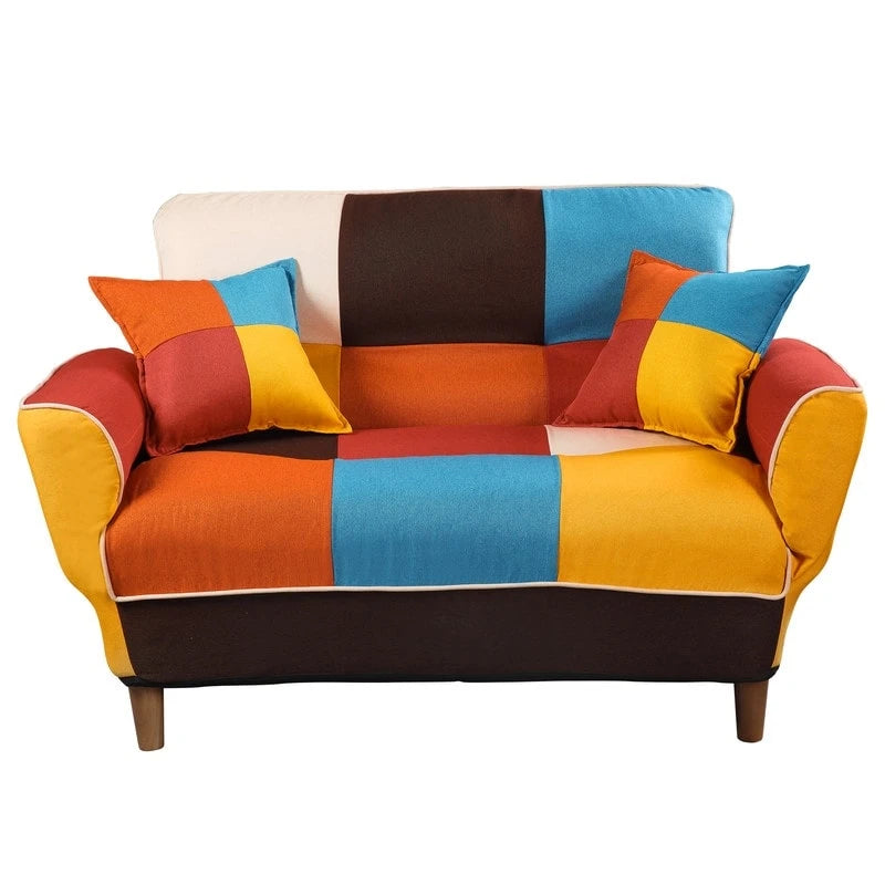 Colorful Antique Sofa, Loveseat, Solid Wood Legs