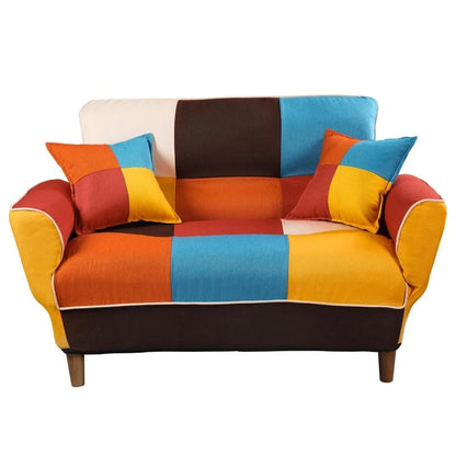 Colorful Antique Sofa, Loveseat, Solid Wood Legs