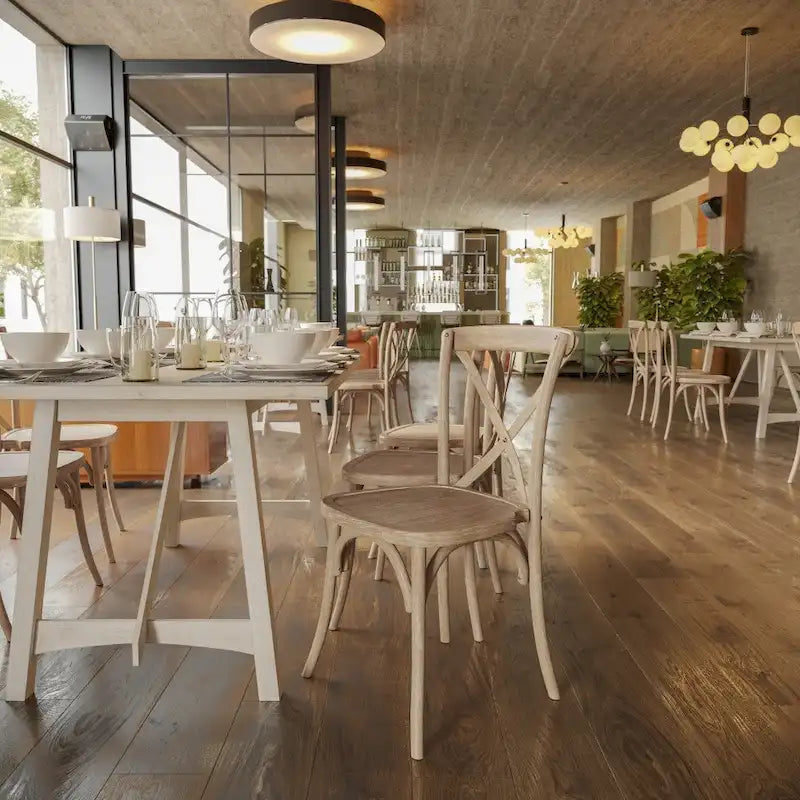 Modern Solid Wood Stacking Cross Back Dining Chairs (Set of 2)