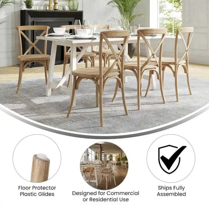 Modern Solid Wood Stacking Cross Back Dining Chairs (Set of 2)