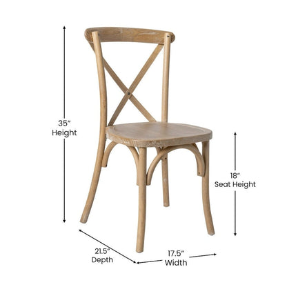 Modern Solid Wood Stacking Cross Back Dining Chairs (Set of 2)