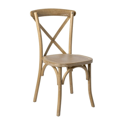 Modern Solid Wood Stacking Cross Back Dining Chairs (Set of 2)