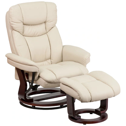Contemporary Multi-Position Recliner and Curved Ottoman with Swivel Base - 34  - 44.5 D x 33 W x 41.25 H
