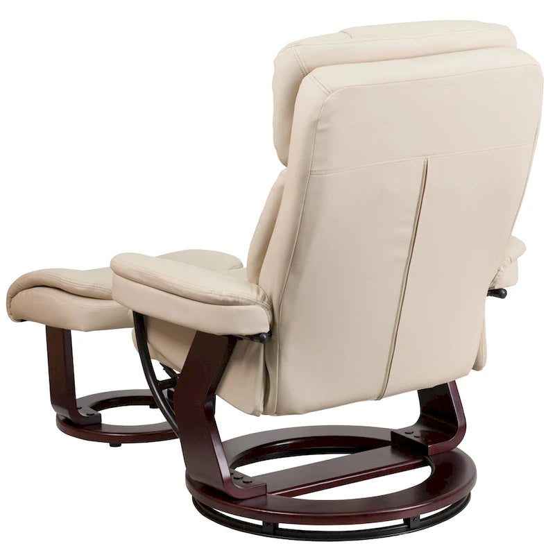 Contemporary Multi-Position Recliner and Curved Ottoman with Swivel Base - 34  - 44.5 D x 33 W x 41.25 H