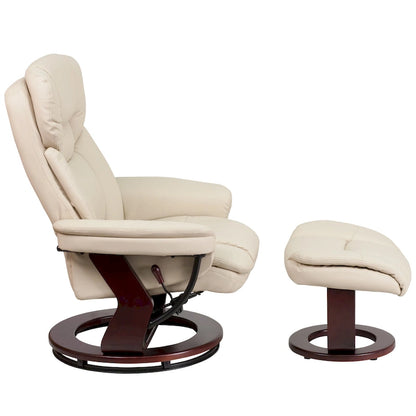 Contemporary Multi-Position Recliner and Curved Ottoman with Swivel Base - 34  - 44.5 D x 33 W x 41.25 H