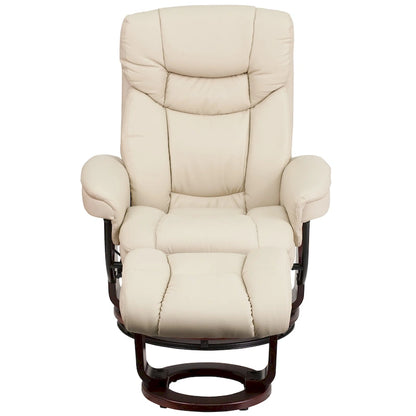 Contemporary Multi-Position Recliner and Curved Ottoman with Swivel Base - 34  - 44.5 D x 33 W x 41.25 H