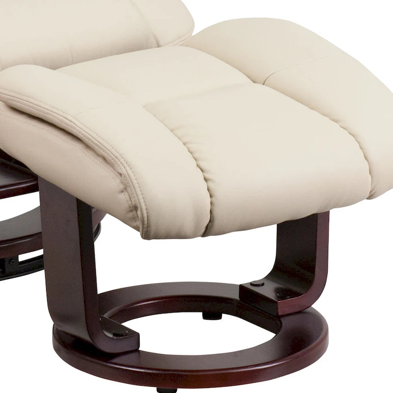 Contemporary Multi-Position Recliner and Curved Ottoman with Swivel Base - 34  - 44.5 D x 33 W x 41.25 H