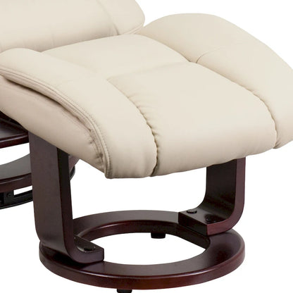 Contemporary Multi-Position Recliner and Curved Ottoman with Swivel Base - 34  - 44.5 D x 33 W x 41.25 H