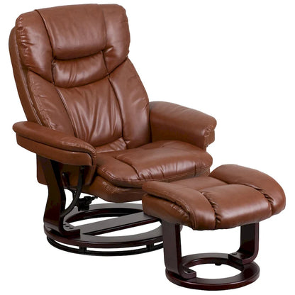 Contemporary Multi-Position Recliner and Curved Ottoman with Swivel Base - 34  - 44.5 D x 33 W x 41.25 H