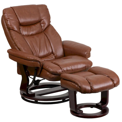 Contemporary Multi-Position Recliner and Curved Ottoman with Swivel Base - 34  - 44.5 D x 33 W x 41.25 H