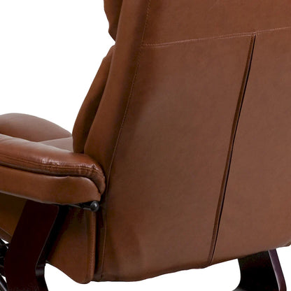 Contemporary Multi-Position Recliner and Curved Ottoman with Swivel Base - 34  - 44.5 D x 33 W x 41.25 H