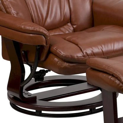 Contemporary Multi-Position Recliner and Curved Ottoman with Swivel Base - 34  - 44.5 D x 33 W x 41.25 H