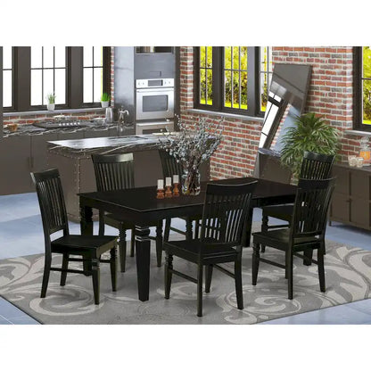East West Furniture Dining Room Furniture Set- a Rectangle Kitchen Table and Dining Chairs, Black (Pieces Options)