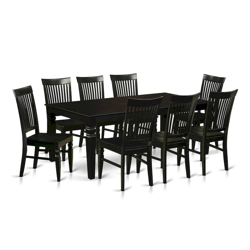 East West Furniture Dining Room Furniture Set- a Rectangle Kitchen Table and Dining Chairs, Black (Pieces Options)