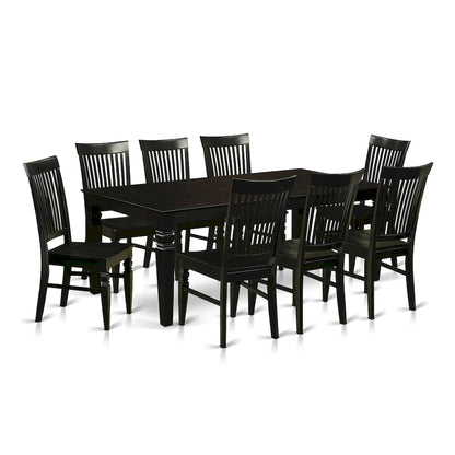 East West Furniture Dining Room Furniture Set- a Rectangle Kitchen Table and Dining Chairs, Black (Pieces Options)