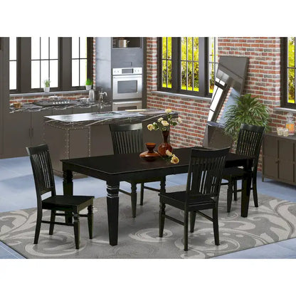 East West Furniture Dining Room Furniture Set- a Rectangle Kitchen Table and Dining Chairs, Black (Pieces Options)