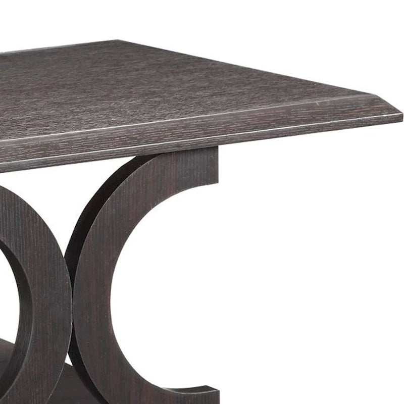 Tavolino a C in Stile Contemporaneo con Ripiano Aperto, Marrone Espresso