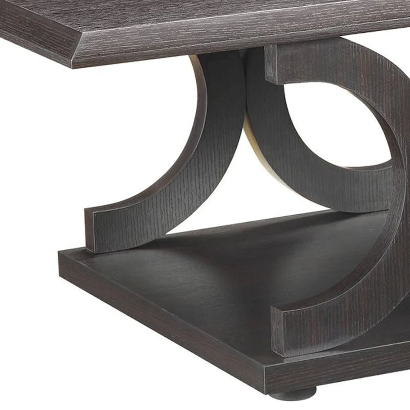 Tavolino a C in Stile Contemporaneo con Ripiano Aperto, Marrone Espresso