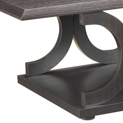 Tavolino a C in Stile Contemporaneo con Ripiano Aperto, Marrone Espresso