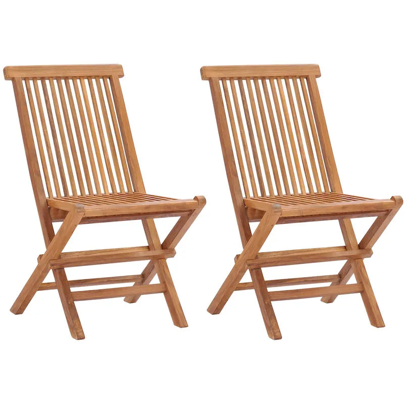 Chic Teak California Teak Wood Folding Outdoor Patio Side Chair (set of 2)