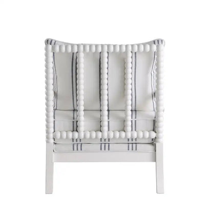 Penelopina White and Navy Upholstered Stripe Accent Chair