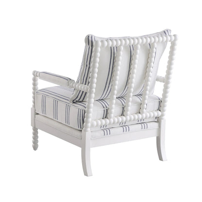 Penelopina White and Navy Upholstered Stripe Accent Chair