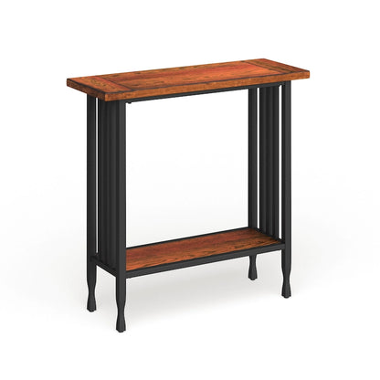 Leick Home Peter Matte Black Slatted Mission Oak Hall Stand