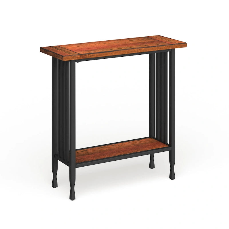 Leick Home Peter Matte Black Slatted Mission Oak Hall Stand
