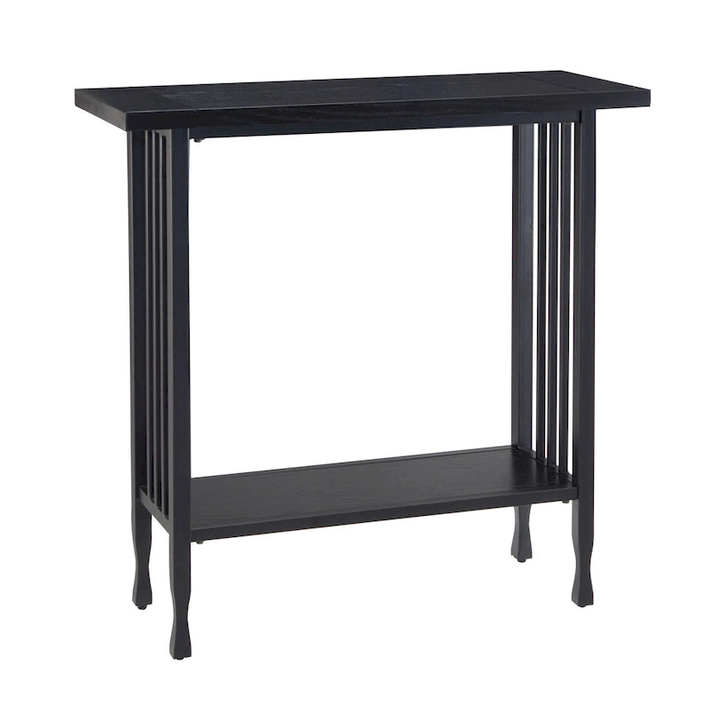 Leick Home Peter Matte Black Slatted Mission Oak Hall Stand