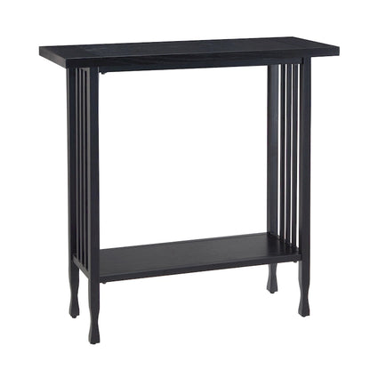 Leick Home Peter Matte Black Slatted Mission Oak Hall Stand