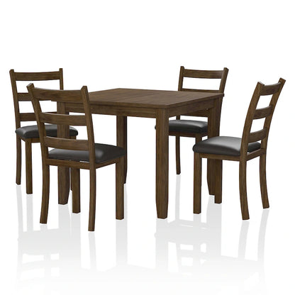 Oma Transitional Walnut Solid Wood 5-Piece Dining Table Set by Furniture of America