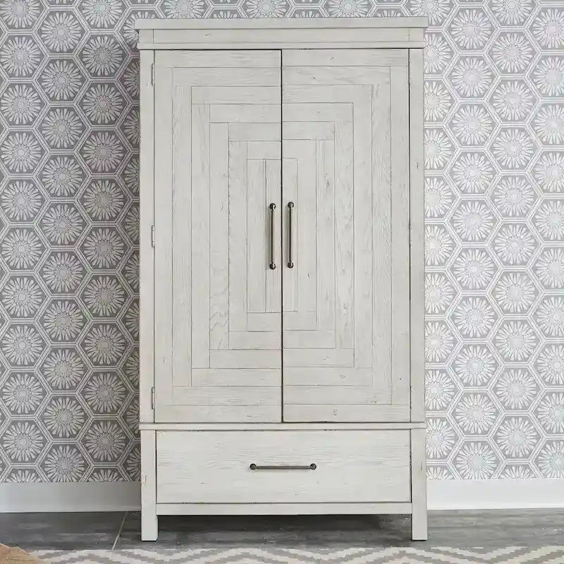 Armadio Modern Farmhouse Bianco Effetto Consumato da Mercatino delle Pulci
