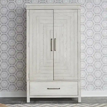 Armadio Modern Farmhouse Bianco Effetto Consumato da Mercatino delle Pulci
