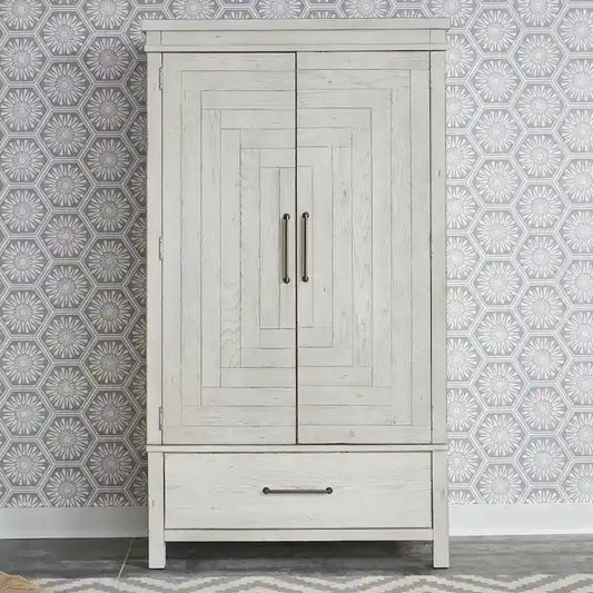 Modern Farmhouse Flea Market White Distressed Armoire