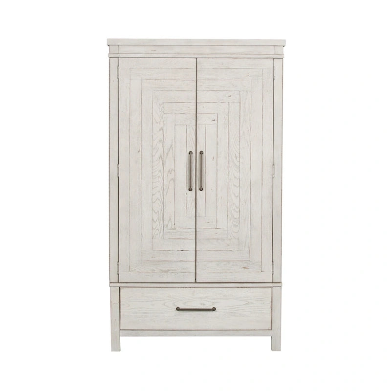 Armadio Modern Farmhouse Bianco Effetto Consumato da Mercatino delle Pulci