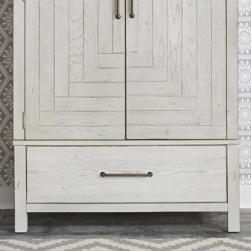 Armadio Modern Farmhouse Bianco Effetto Consumato da Mercatino delle Pulci