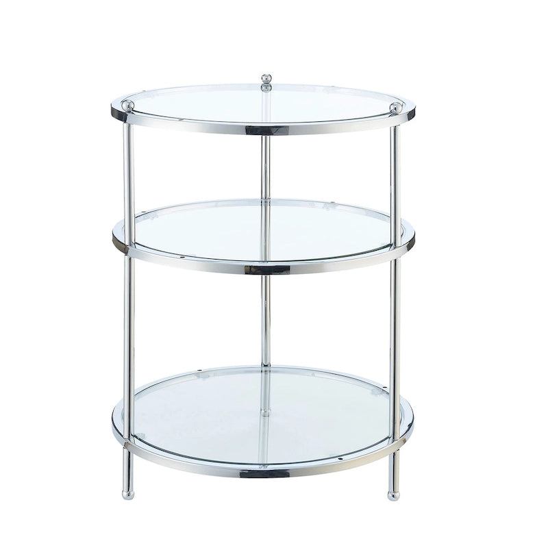 Convenience Concepts Royal Crest 3 Tier Round Glass End Table