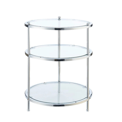 Convenience Concepts Royal Crest 3 Tier Round Glass End Table
