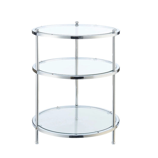 Convenience Concepts Royal Crest 3 Tier Round Glass End Table