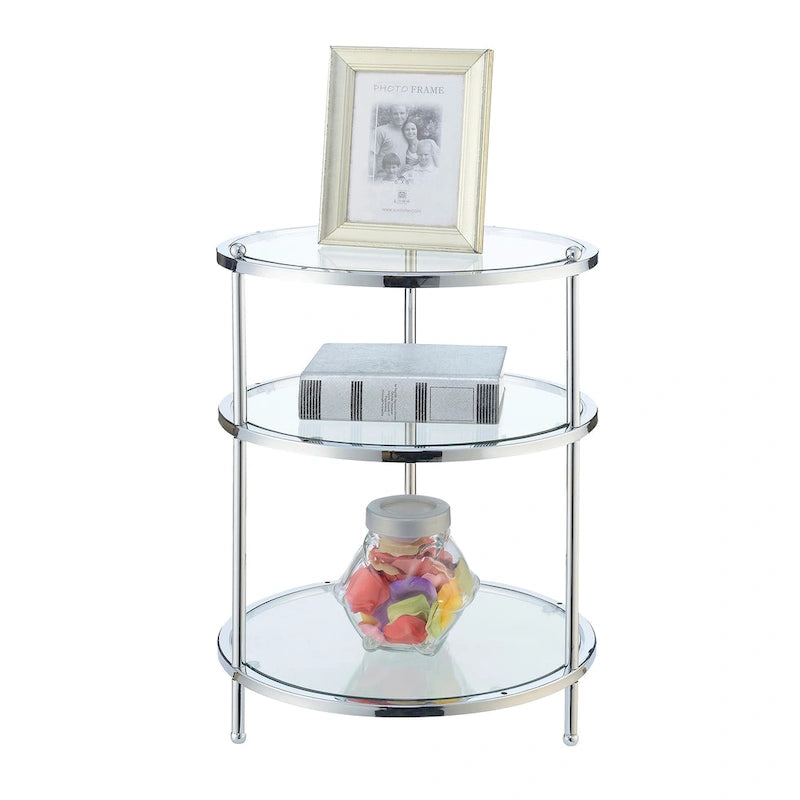 Convenience Concepts Royal Crest 3 Tier Round Glass End Table