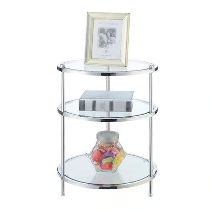 Convenience Concepts Royal Crest 3 Tier Round Glass End Table