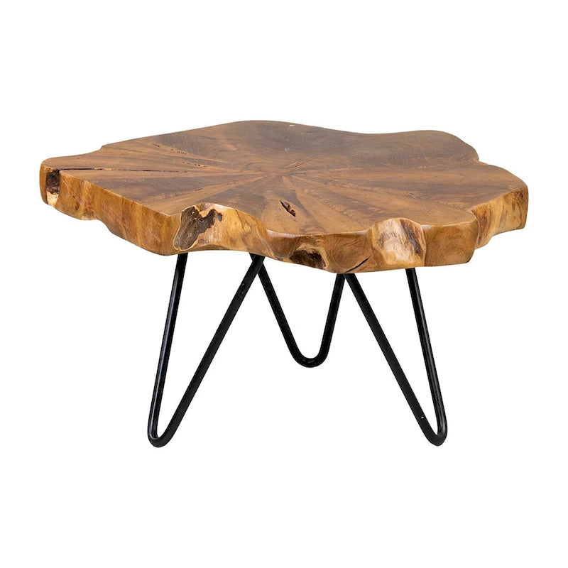 Live Edge Teak Riser With Iron Base by East at Main