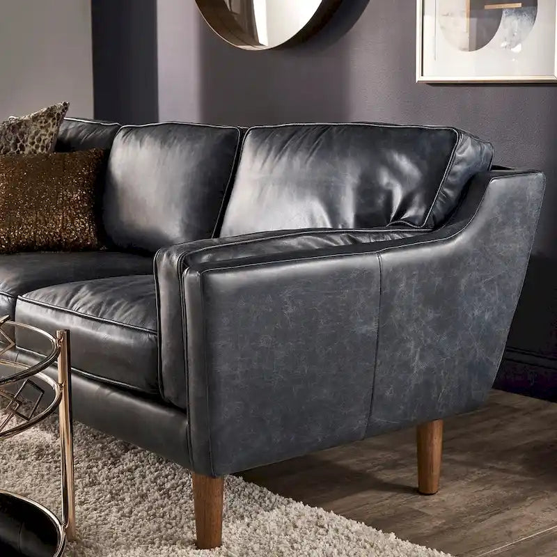Darius Blue Oxford Leather Sofa by iNSPIRE Q Modern