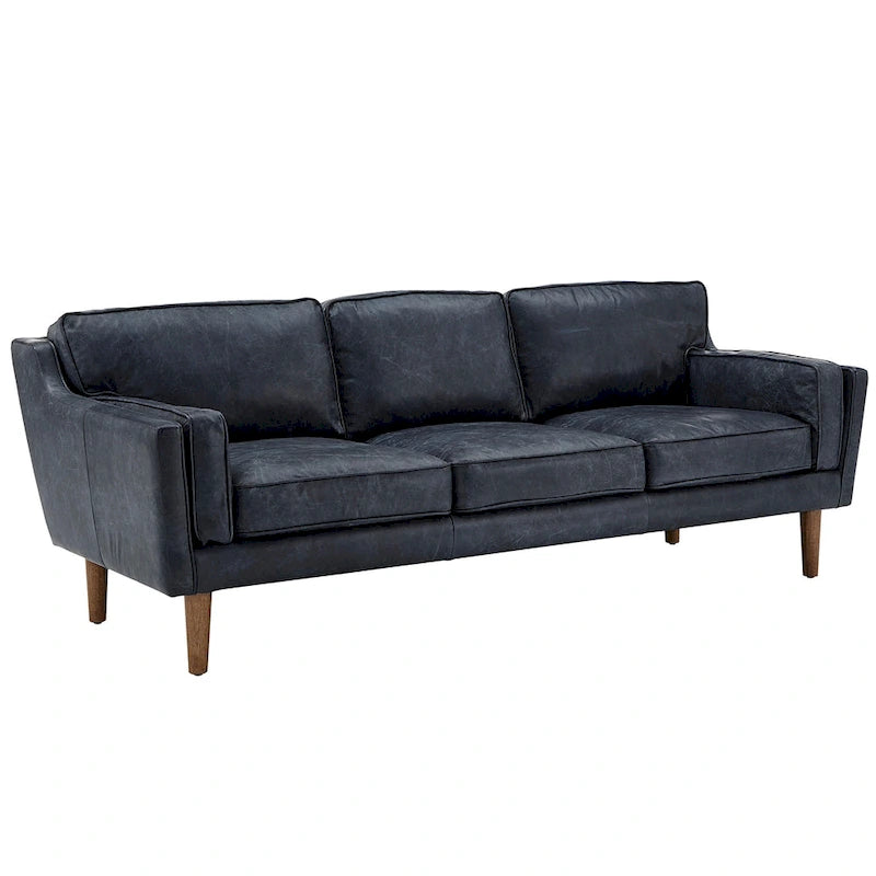 Darius Blue Oxford Leather Sofa by iNSPIRE Q Modern