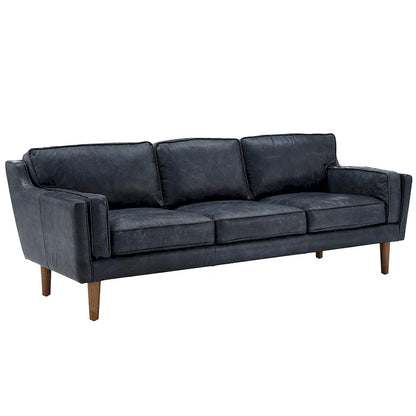 Darius Blue Oxford Leather Sofa by iNSPIRE Q Modern