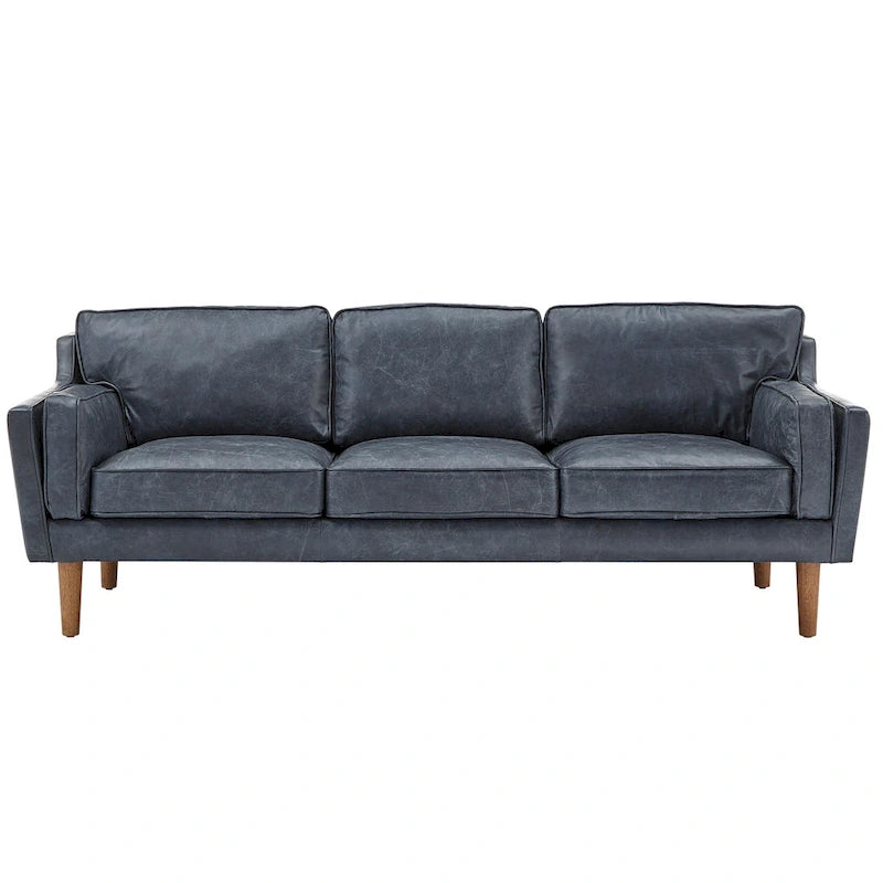 Darius Blue Oxford Leather Sofa by iNSPIRE Q Modern