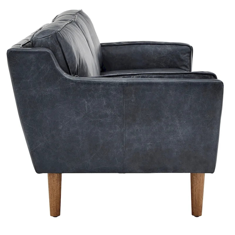 Darius Blue Oxford Leather Sofa by iNSPIRE Q Modern
