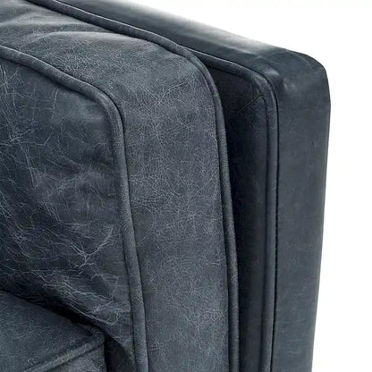 Darius Blue Oxford Leather Sofa by iNSPIRE Q Modern
